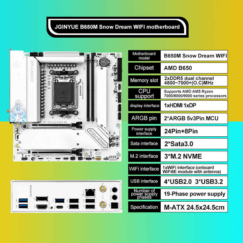 JGINYUE B650M Kar Rüyası WIFI  - Am5 Micro Atx Pcie 5.0 Motherboard incelemesi ve fiyatı